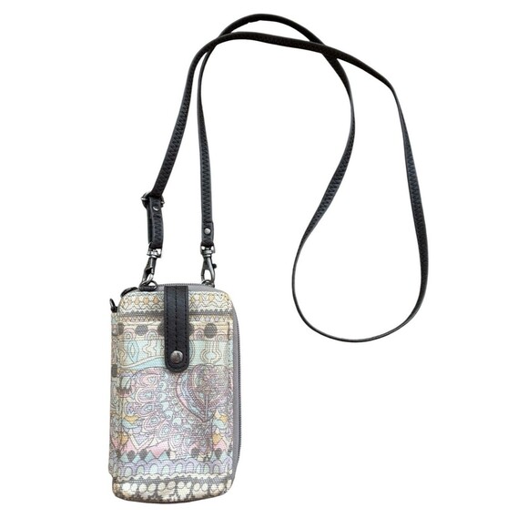Sakroots Artist Circle Zippered Wallet Crossbody Bag Pastel Coated Canvas - Picture 1 of 10